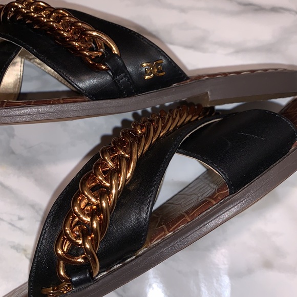 Sam Edelman GABRIE gold chain crisscross sandals. Size 6 - Picture 4 of 9